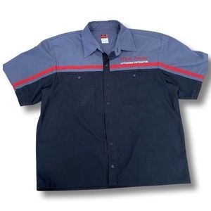 Mac Tools Men’s Black Red Short Sleeve Button Up Shirt Double Sided Large L